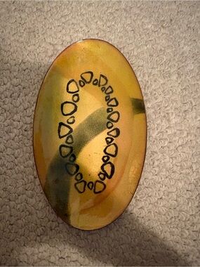 Vintage Florentina Abstract Oval Wall Art in Yellow and Green